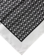 White Black Patterned Square Foulard Scarf