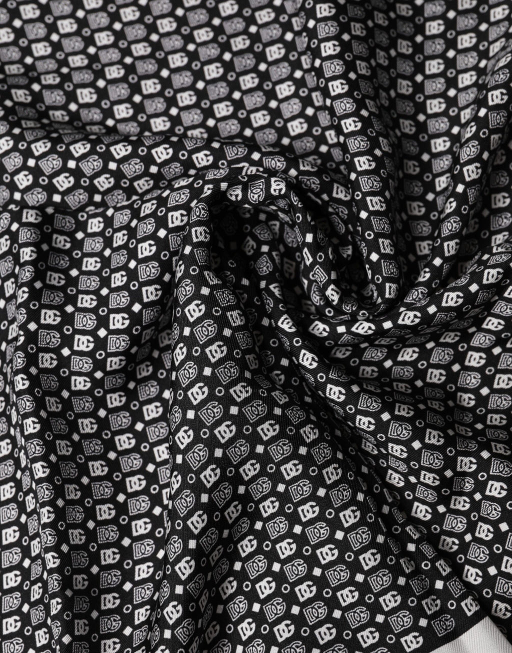 White Black Patterned Square Foulard Scarf