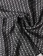White Black Patterned Square Foulard Scarf