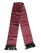 Maroon Silk Satin Fringes Neck Foulard Scarf