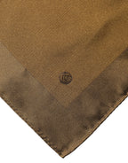 Brown Logo Silk Men Square Handkerchief Scarf