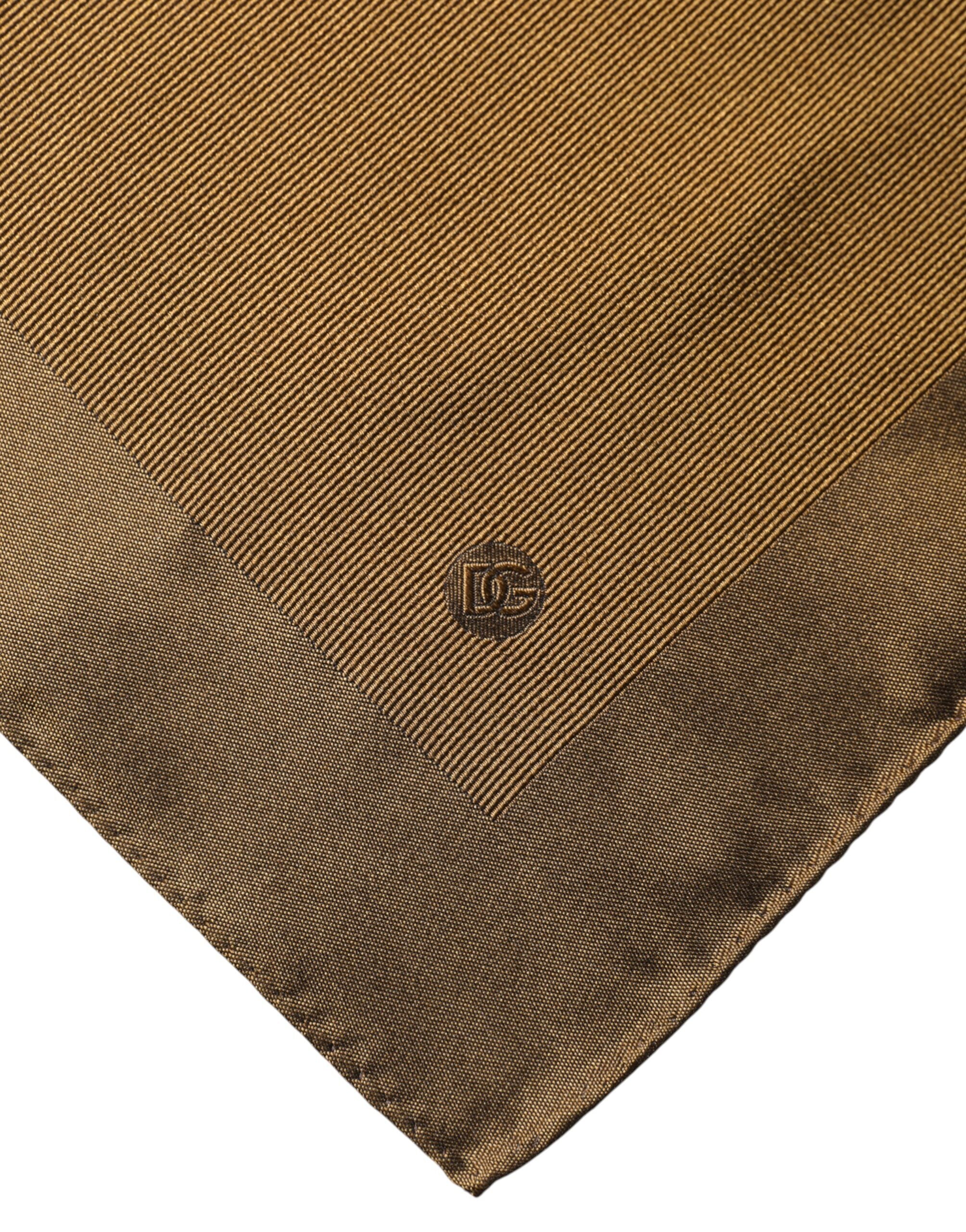 Brown Logo Silk Men Square Handkerchief Scarf