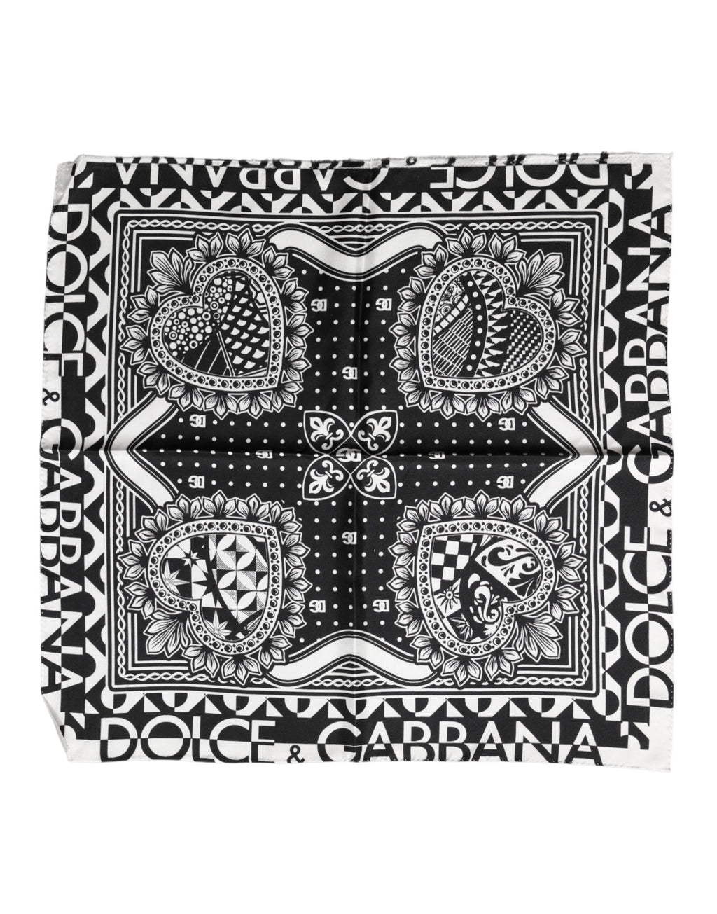 Black Bandana Print Silk Neck Foulard Scarf