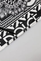 Black Bandana Print Silk Neck Foulard Scarf