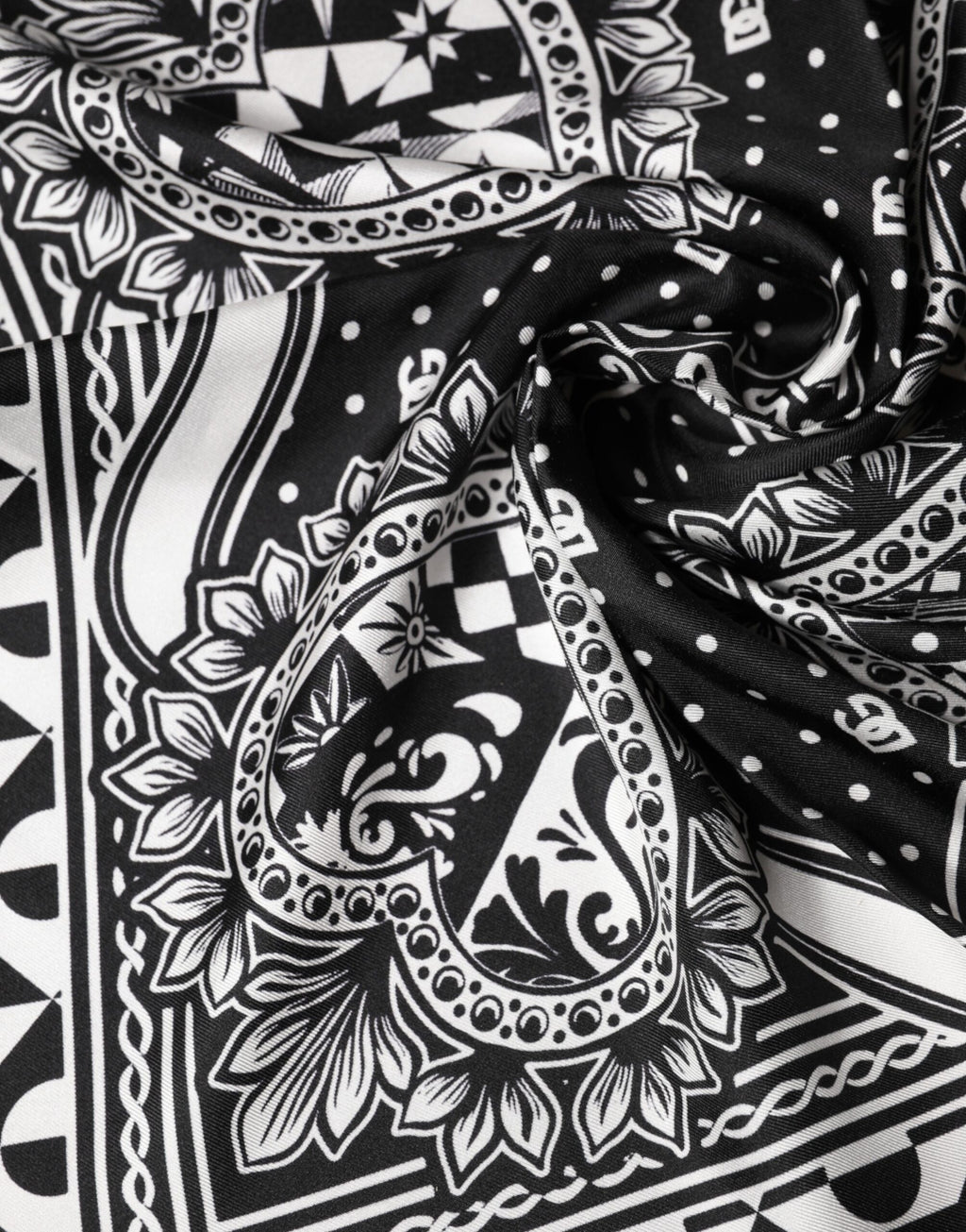 Black Bandana Print Silk Neck Foulard Scarf