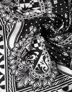 Black Bandana Print Silk Neck Foulard Scarf
