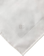 White Logo Silk Square Handkerchief Scarf