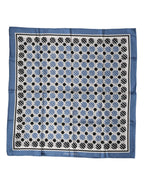 Blue Dotted Silk Square Foulard 66cm Scarf