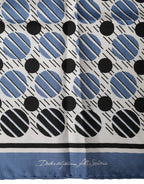 Blue Dotted Silk Square Foulard 66cm Scarf