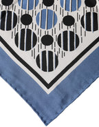 Blue Dotted Silk Square Foulard 66cm Scarf