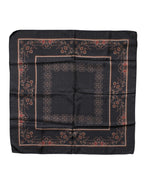 Black Patterned Square Foulard Scarf