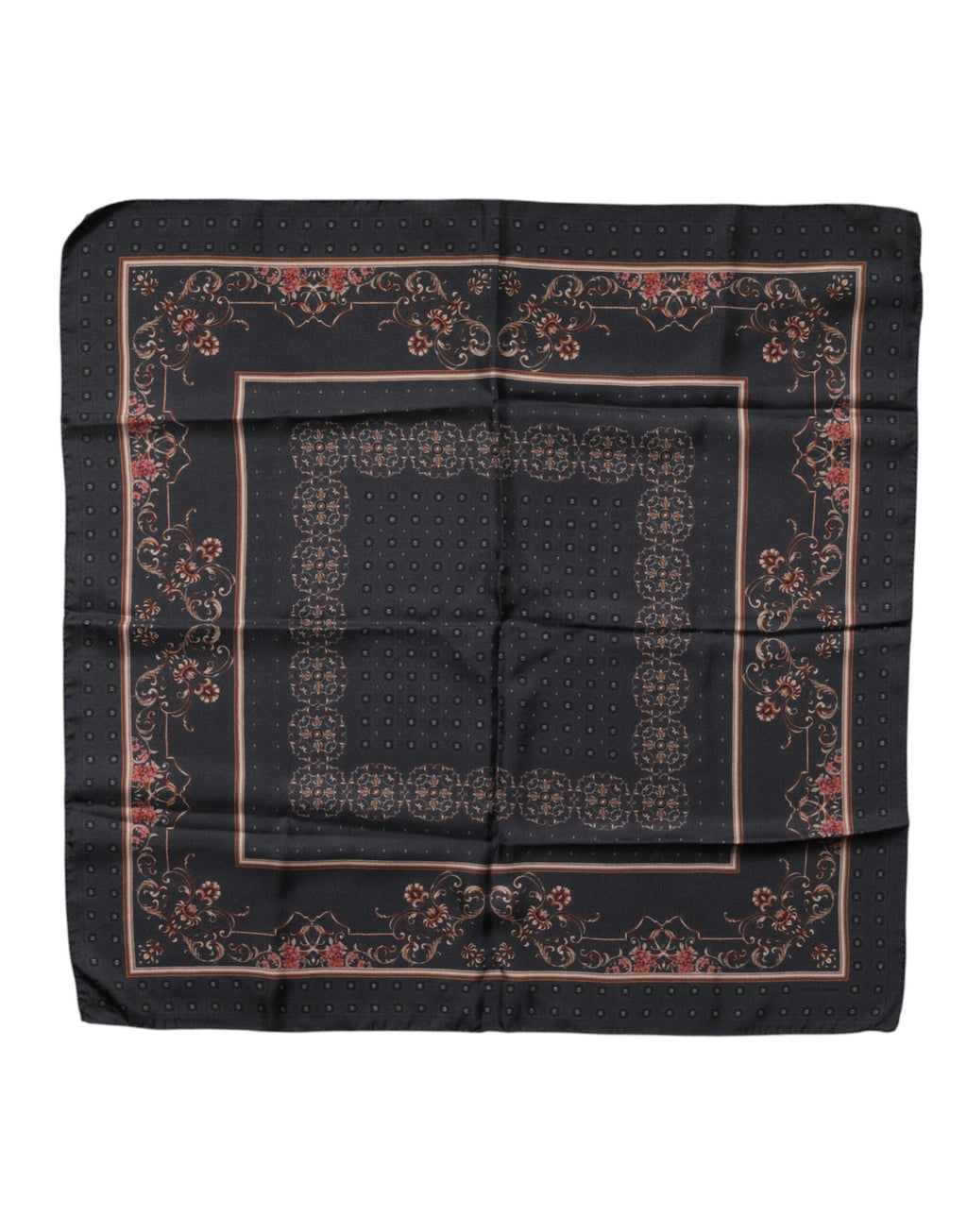 Black Patterned Square Foulard Scarf