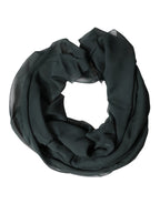 Dark Green Silk Neck Wrap Foulard  Scarf