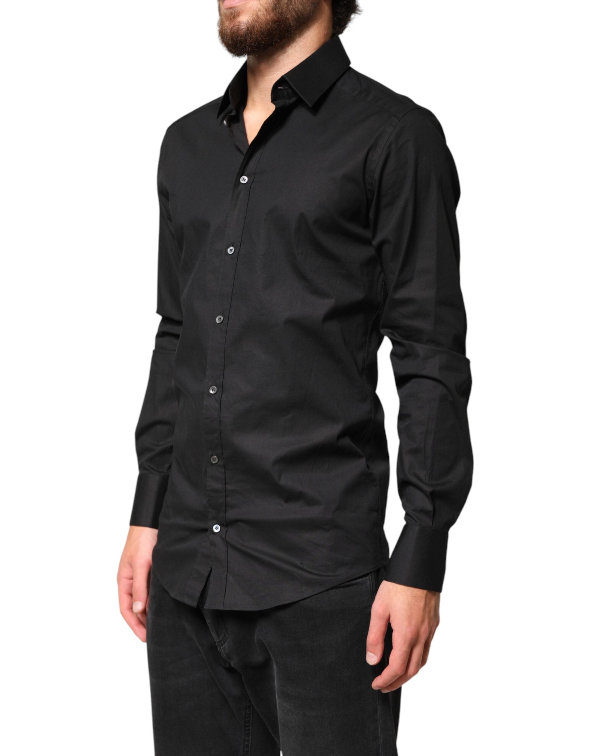 Black GOLD Cotton Men Dress Formal Shirt