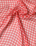Red Checkered Silk Neck Wrap Shawl Scarf