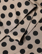 Brown Polka Dot Silk Fringes Foulard Scarf