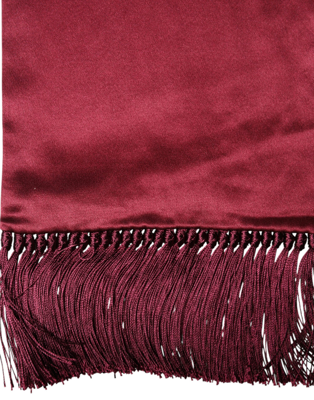 Red Satin Silk Fringes Neck Foulard Scarf