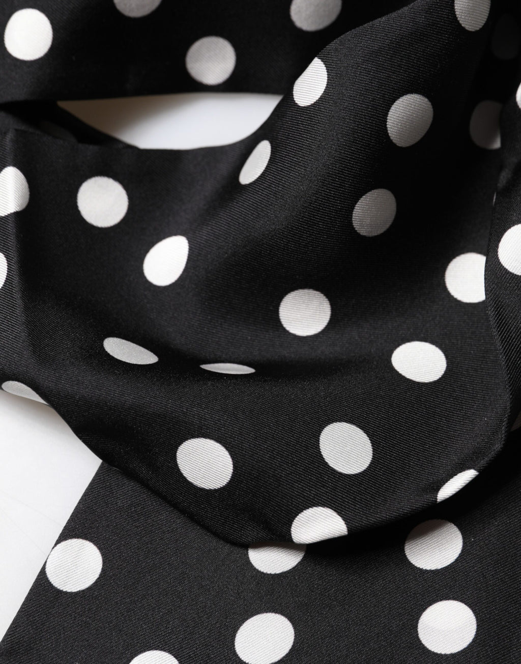 Scarf Black Polka Dot Silk Neck Wrap Foulard