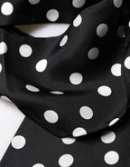 Scarf Black Polka Dot Silk Neck Wrap Foulard