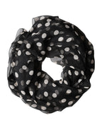 Black Polka Dot Silk Neck Wrap Shawl 205cm x 137cm Scarf