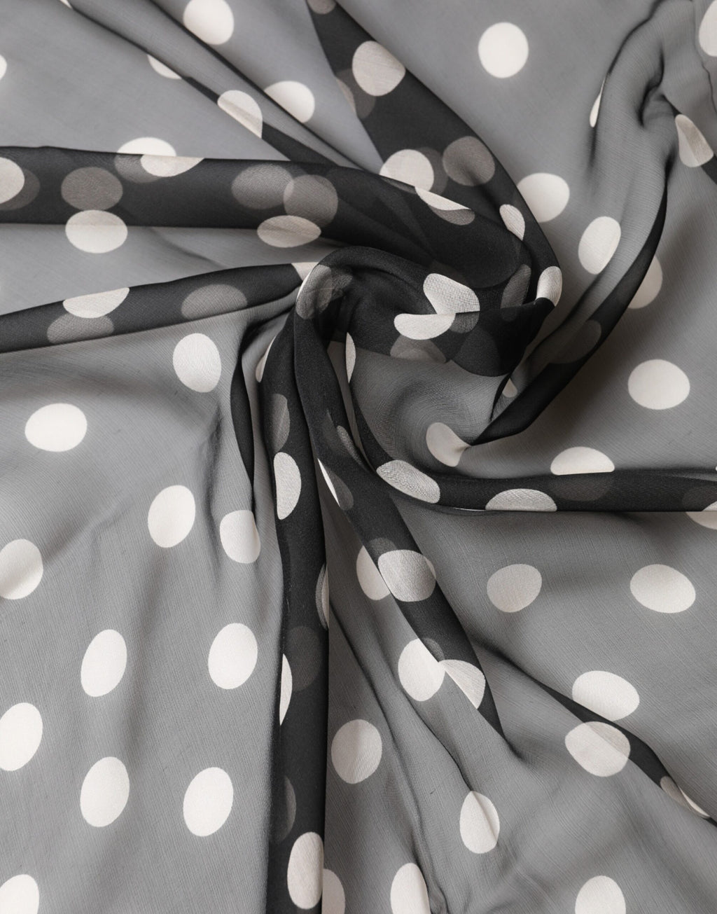 Black Polka Dot Silk Neck Wrap Shawl 205cm x 137cm Scarf