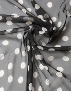 Black Polka Dot Silk Neck Wrap Shawl 205cm x 137cm Scarf