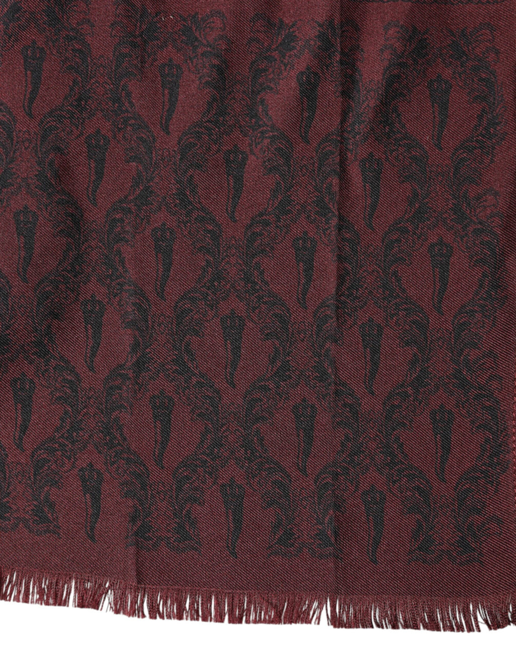 Maroon Patterned Silk Wrap Foulard Men 133cm x 22cm Scarf