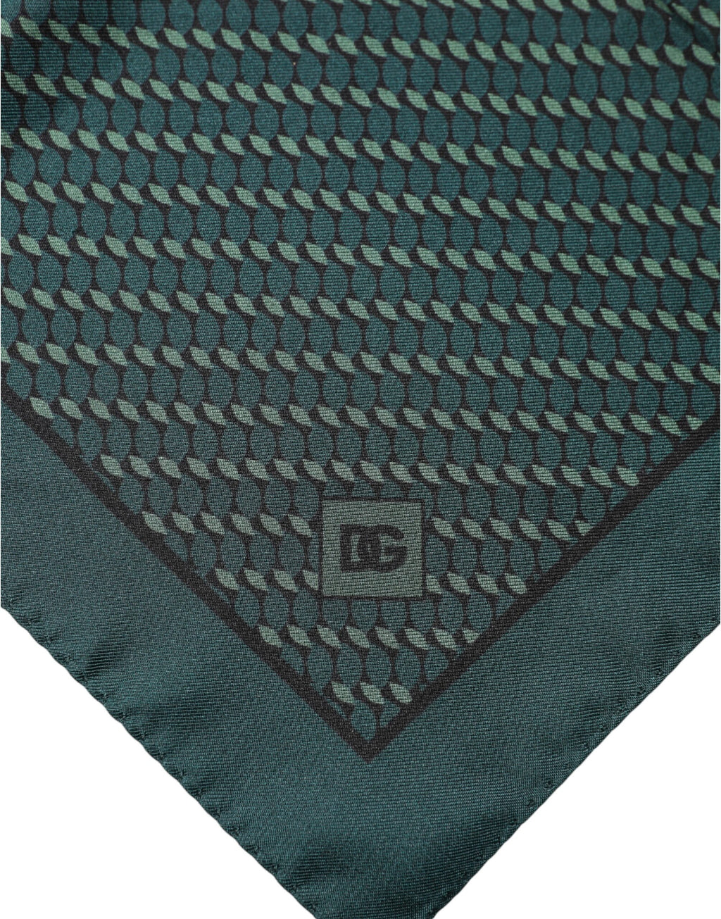 Dark Green Silk Patterned Handkerchief 32cm x 31cm Scarf