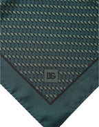 Dark Green Silk Patterned Handkerchief 32cm x 31cm Scarf