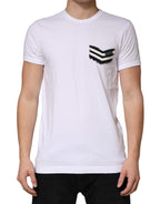 White Stripes Cotton Crew Neck Tee  T-shirt