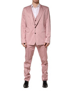 Pink Cotton Single Breasted 3 Piece Suit