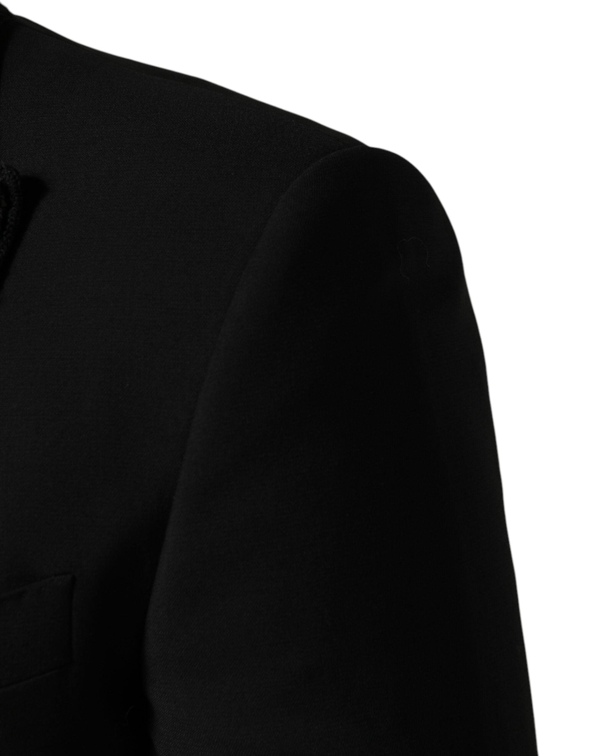 Black Wool Single Breasted 3 Piece Men Suit