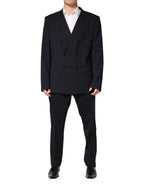 Blue Wool Double Breasted 2 Piece Men Suit