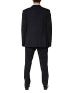Blue Wool Double Breasted 2 Piece Men Suit