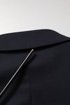 Blue Wool Double Breasted 2 Piece Men Suit
