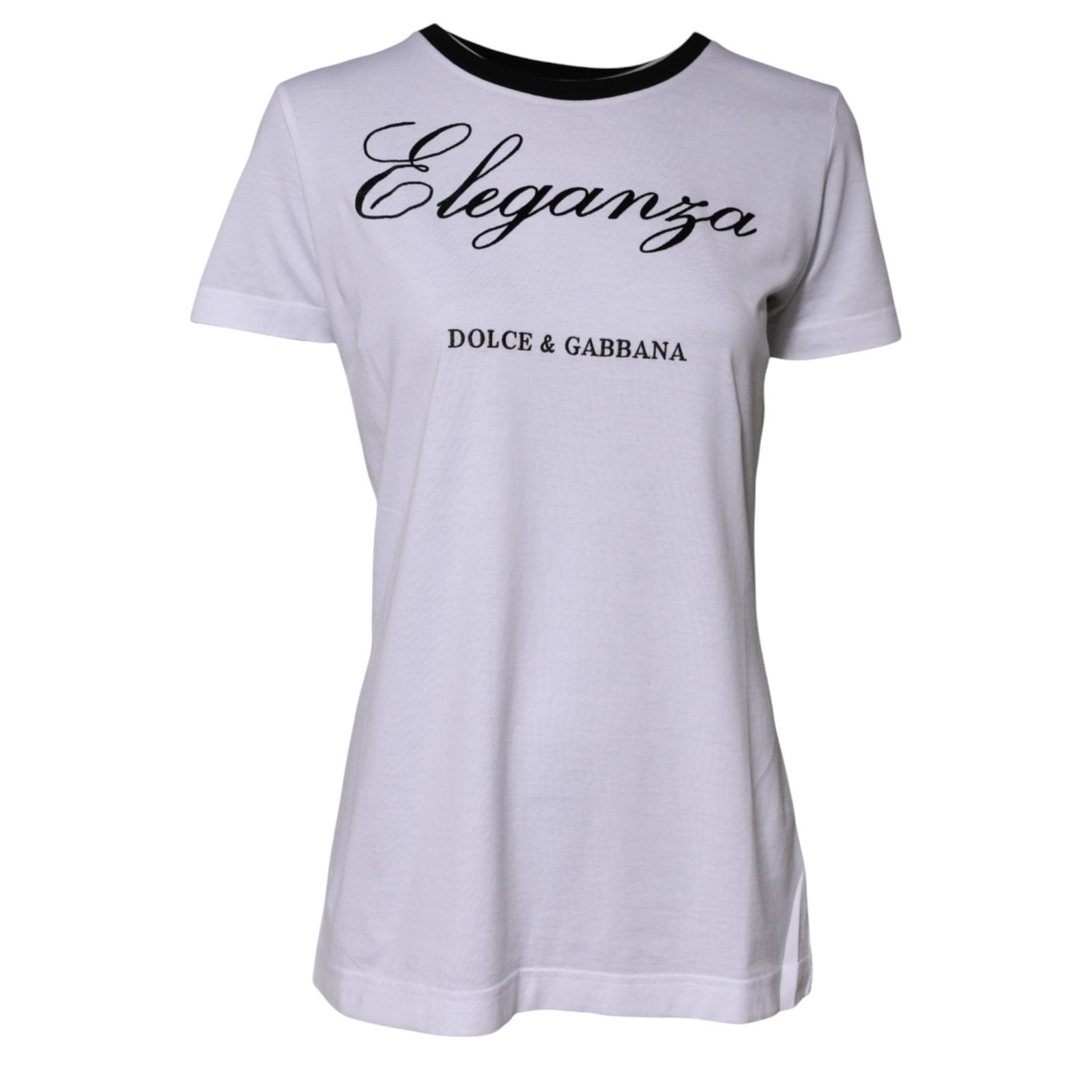 White Eleganza Cotton Crew Neck Tee T-shirt