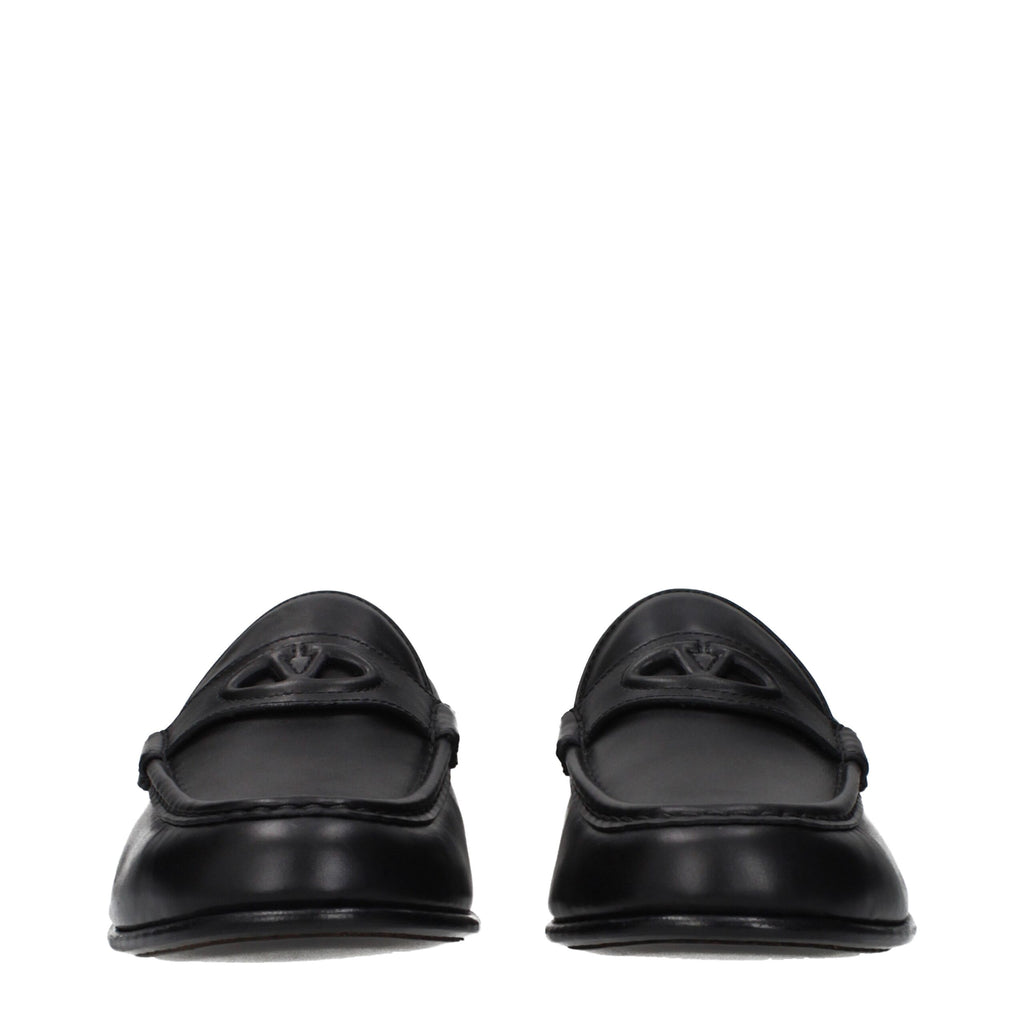 Black Leather Slip-On Loafers