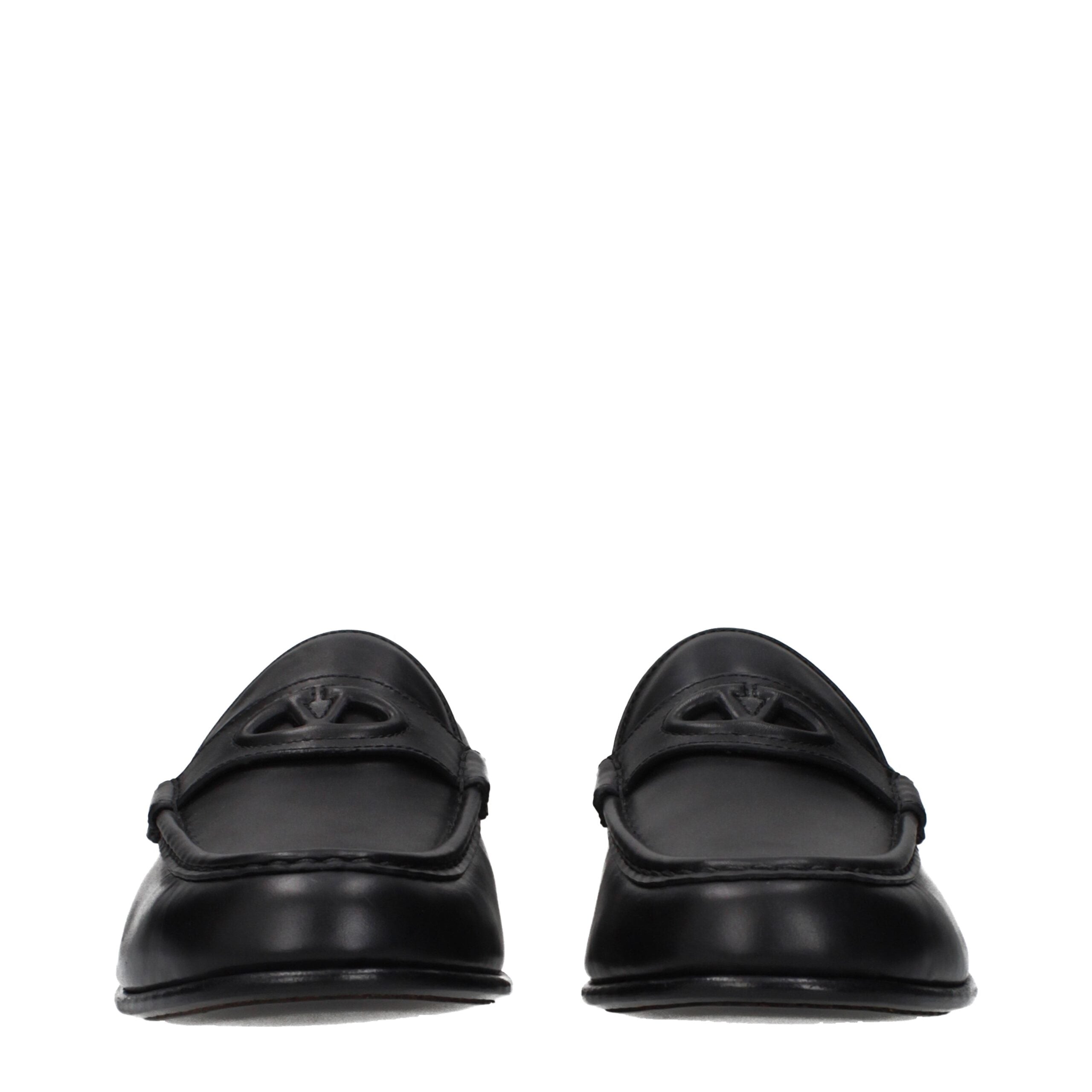 Black Leather Slip-On Loafers
