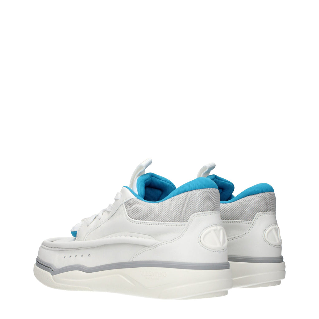 Blue Leather Low Top Sneakers