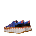 Blue Fabric Chunky Sneakers