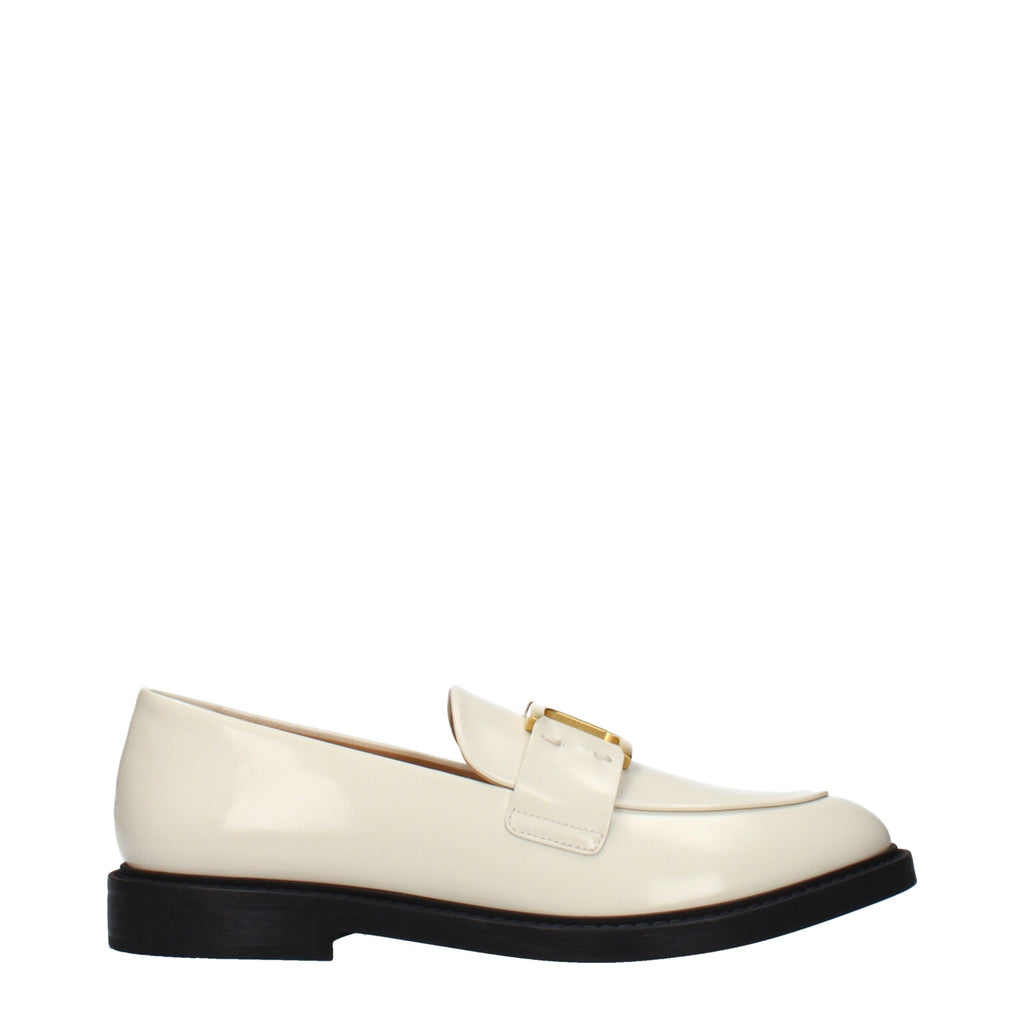 Beige Leather Slip-On Loafers