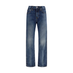 Blue Cotton High-Waisted Jean