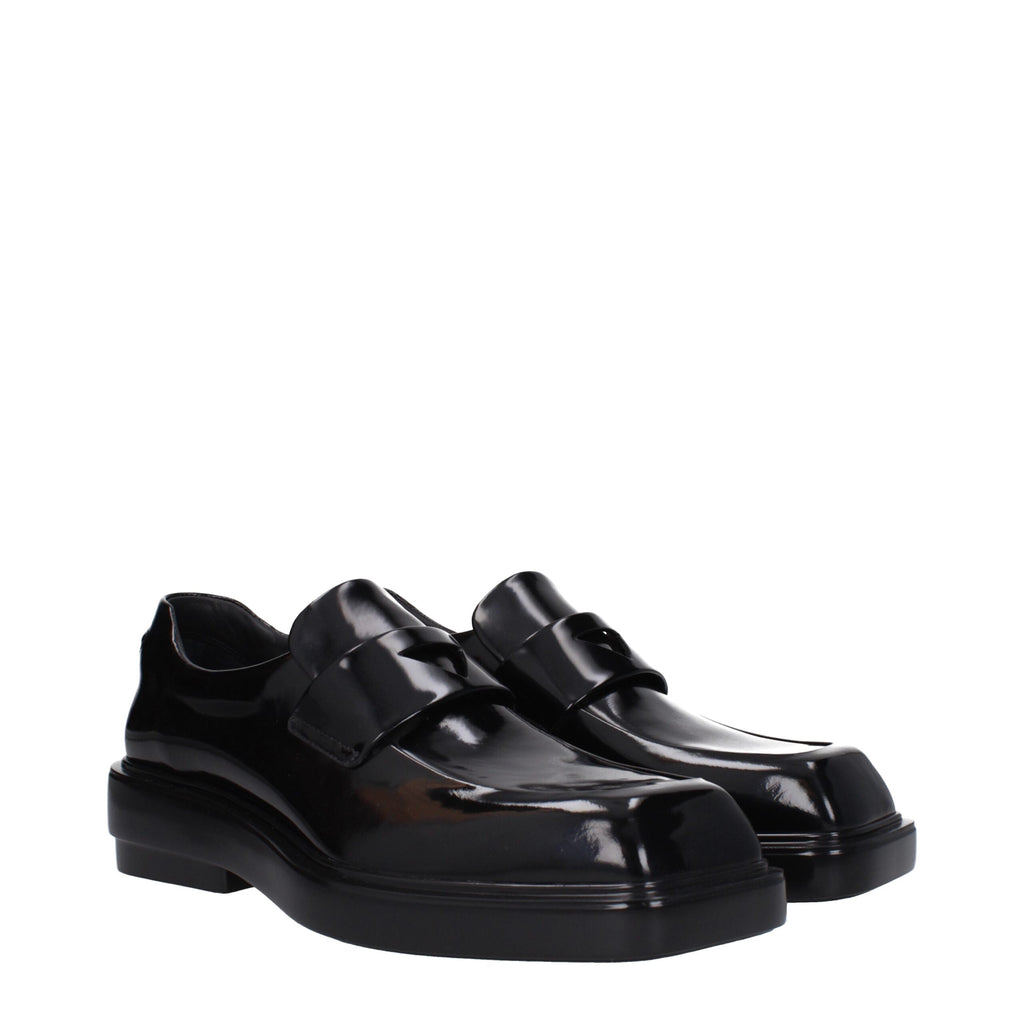 Black Leather Slip-On Loafers