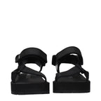 Black Fabric Flat Sandals