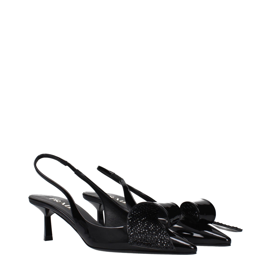 Black Leather Stiletto Heel Sandals