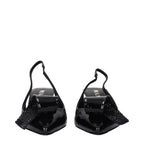 Black Leather Stiletto Heel Sandals