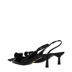 Black Leather Stiletto Heel Sandals
