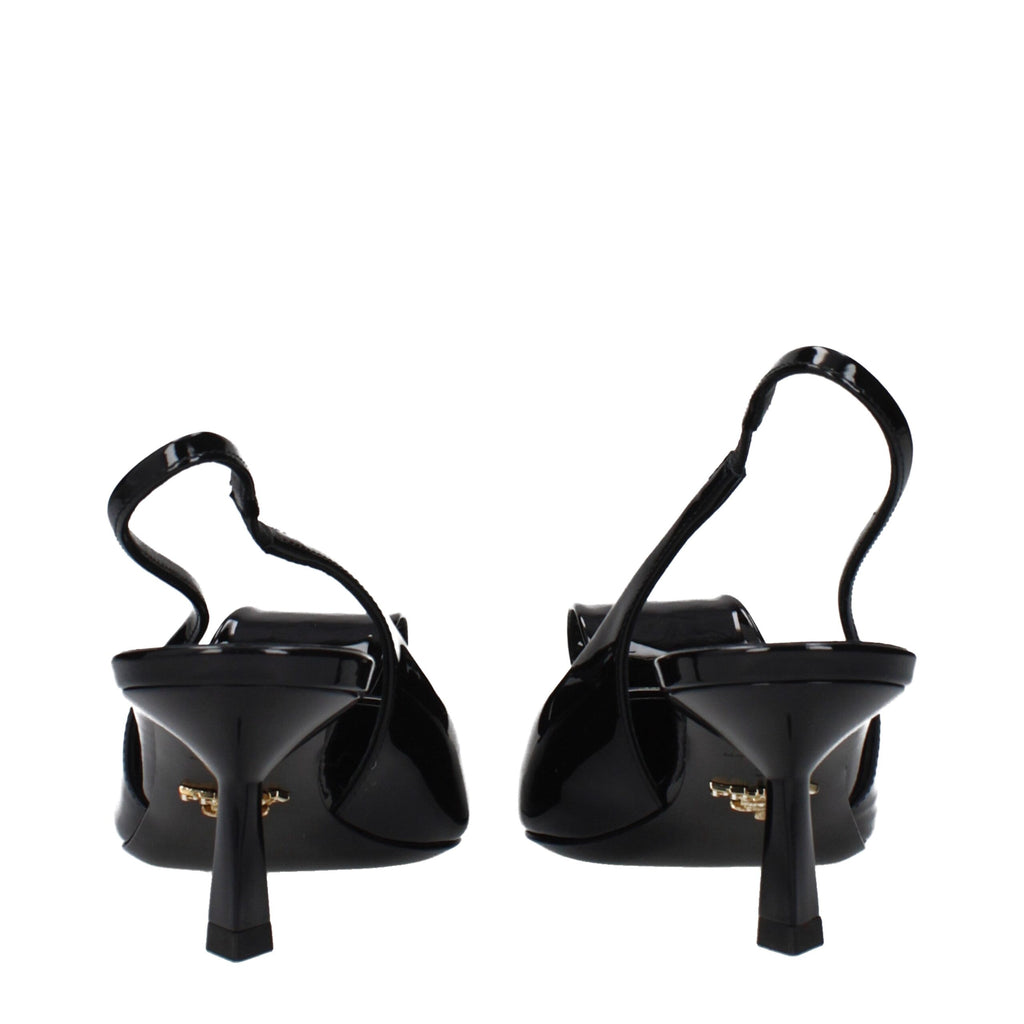 Black Leather Stiletto Heel Sandals