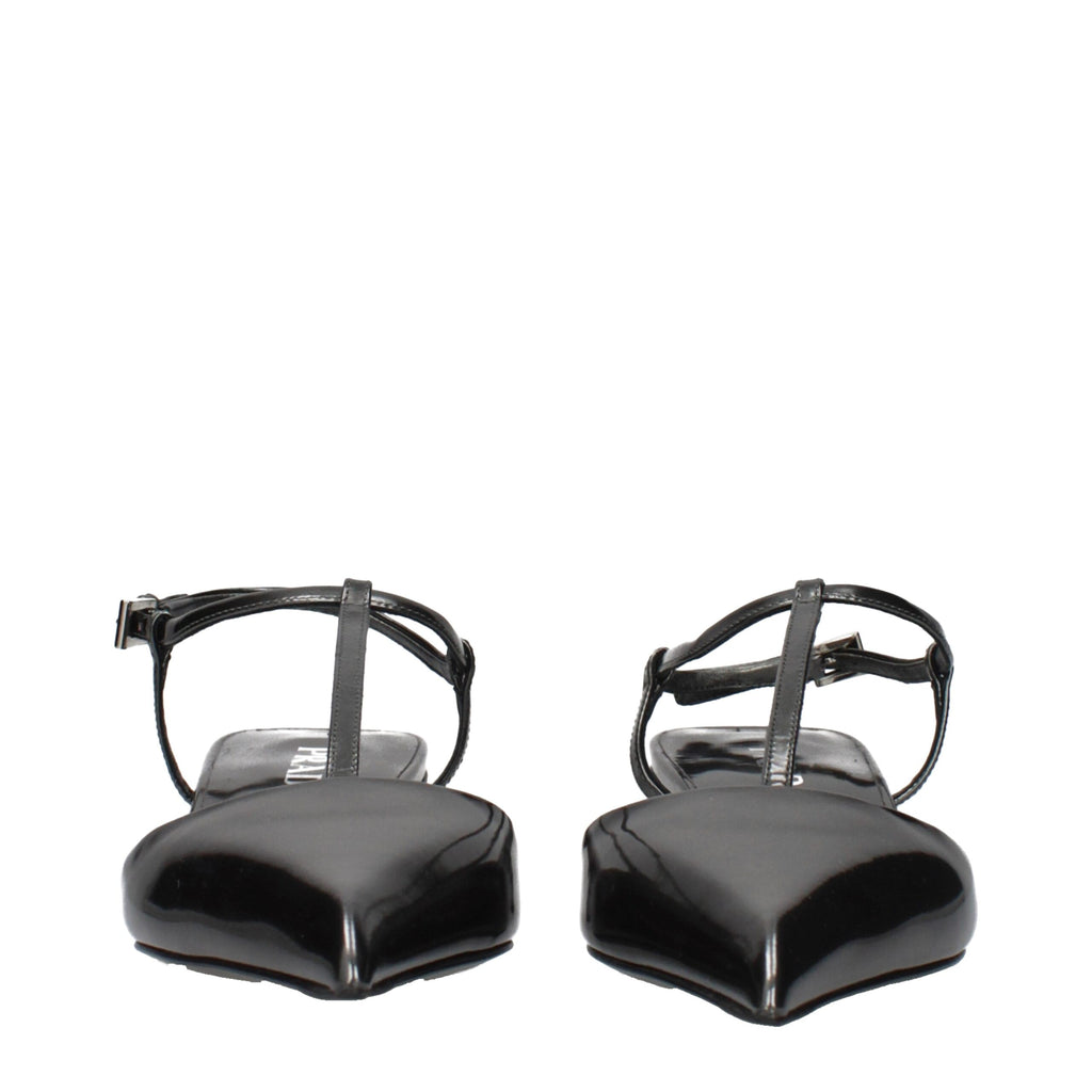 Gray Leather Flat Sandals