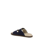 Blue Calf Leather Bos Taurus Flat Sandals